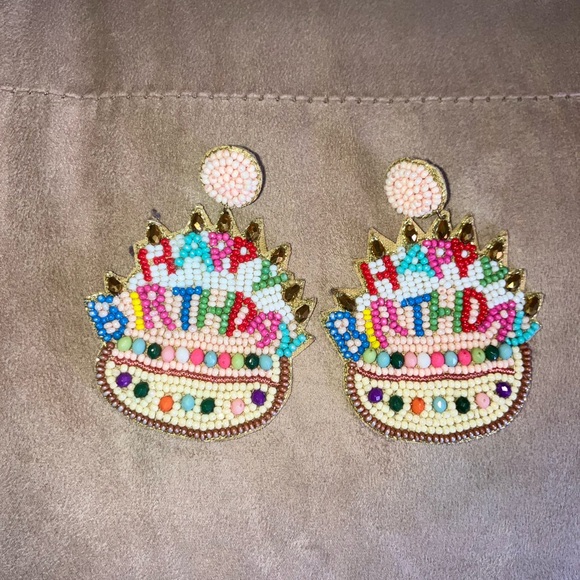 Happy Birthday Beaded Earrings - Picture 1 of 3